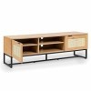 Mobilier-Deco ARRIANE - Meuble TV scandinave 2 Portes en Bois métal et cannage ARRIANE