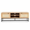 Mobilier-Deco ARRIANE - Meuble TV scandinave 2 Portes en Bois métal et cannage ARRIANE