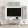 Ensemble de Meubles TV 4 pcs Gris béton Aggloméré - Banc TV, Meuble TV Suspendu, Convient pour Salon ou Chambre