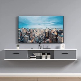 EGOMED Meuble TV Flottant Meuble TV Flottant, Meuble TV pour Centre de Divertissement Mural, Salon, Chambre à Coucher, étagèr