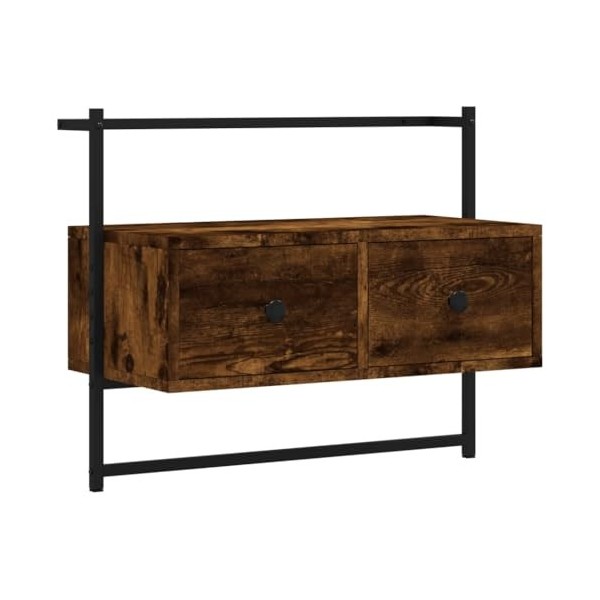 vidaXL Meuble TV Mural chêne fumé 60,5x30x51 cm Bois dingénierie