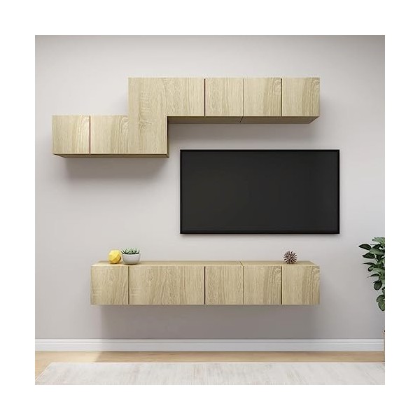 Meuble TV,Étagère TV Flottante, Support de Télévision Flottant Fixé au Mur Centre de Console Multimédia de Divertissement Gra