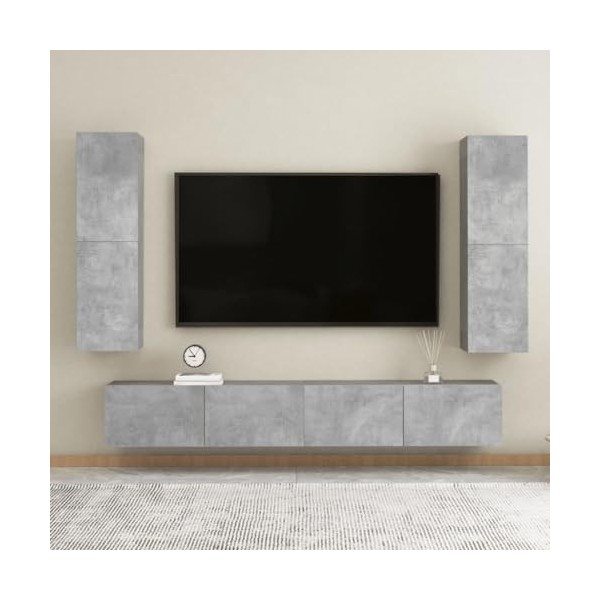 Meuble TV,Étagère TV Flottante, Support de Télévision Flottant Fixé au Mur Centre de Console Multimédia de Divertissement Gra