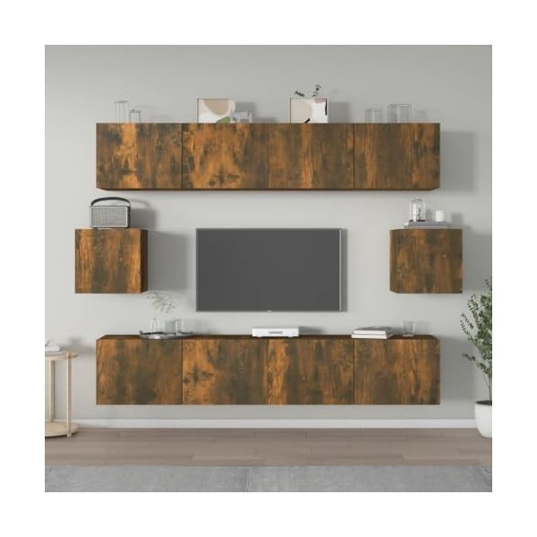 Meuble TV,Étagère TV Flottante, Support de Télévision Flottant Fixé au Mur Centre de Console Multimédia de Divertissement Gra