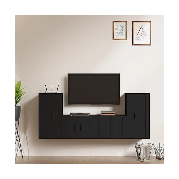 Meuble TV,Étagère TV Flottante, Support de Télévision Flottant Fixé au Mur Centre de Console Multimédia de Divertissement Gra