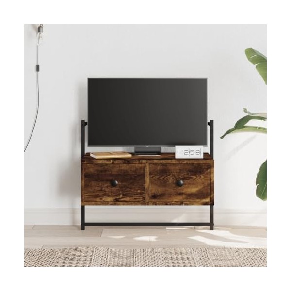 vidaXL Meuble TV Mural chêne fumé 60,5x30x51 cm Bois dingénierie