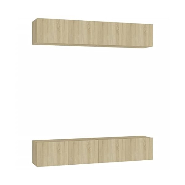 ZEYUAN Meubles TV 4 pcs Chêne Sonoma 80x30x30 cm Aggloméré,Meuble TV,Table Basse Salon Meuble TV,Table Basse LED Couleurs