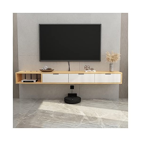Étagère de Meuble TV Flottante, Meuble TV Mural, Support de Stockage pour Centre de Divertissement pour Console Média, avec T