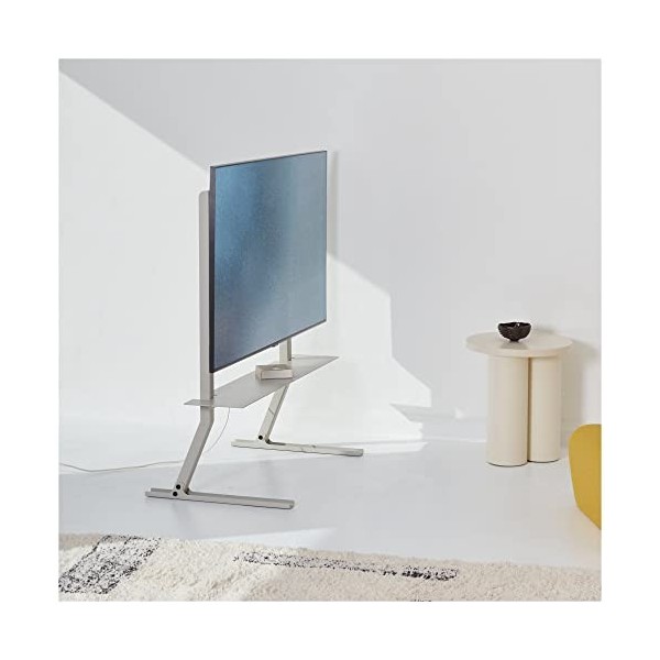 Pedestal Bendy Tall Meuble TV Haut Gris | Support Tele pour Les Ecrans de 40 à 70 Pouces | Pied TV au Design Danois | Meubl