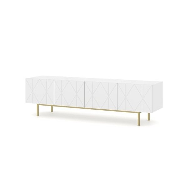 Homlando KAIRO180 cm 4D - Meuble TV moderne avec façade fraisée en MDF - Meuble bas avec 4 portes pour le salon - Cadre en mé