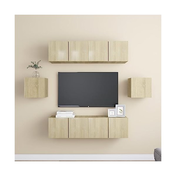 VEEKI Meuble TV, Meuble TV Suspendu, Meuble, Meuble TV avec Rangement，Meuble Industriel, Convient pour Salon ou Chambre, Ense