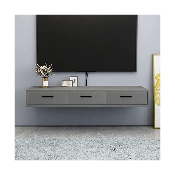 EsEntL Meuble TV Mural Meuble TV Flottant fixé au Mur, Console multimédia, étagère de Rangement pour Divertissement, Meuble T