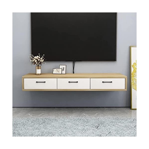 EsEntL Meuble TV Mural Meuble TV Flottant fixé au Mur, Console multimédia, étagère de Rangement pour Divertissement, Meuble T