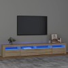 Canditree Meuble TV Moderne avec Lumières LED Banc TV Support de Télé avec Espace de Rangement pour Salon, 240 cm Chêne Sono