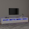 Canditree Meuble TV Moderne avec Lumières LED Banc TV Support de Télé avec Espace de Rangement pour Salon, 240 cm Chêne Sono