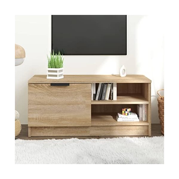 Meuble TV Chêne Sonoma 80x35x36,5 cm Bois dingénierie - Lowboard pour Téléviseur I Commode TV I TV Lowboard Debout