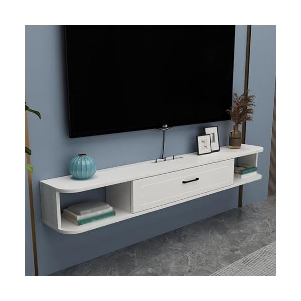 KiLoom Meuble TV Flottant, Console multimédia TV pour Centre de Divertissement Mural de 55 Pouces, Grand Banc TV de Rangement