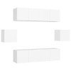 Ensemble de Meuble TV 6 pcs Blanc Aggloméré - Table TV Support de Télévision en Bois pour Salon Chambre Salle à Manger