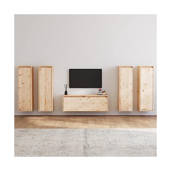 Générique Meubles TV 5 pcs Bois Massif de pin,45.35 KG,3100209, Meubles, Meubles TV