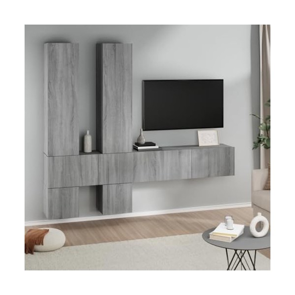 Générique Meuble TV Mural Sonoma Gris Bois dingénierie, 76 kg, 3114572, Meubles, Meubles TV