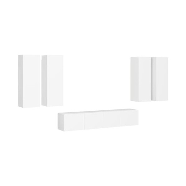 Générique Ensemble de Meuble TV 6 pcs Blanc Aggloméré,76.8 KG,3078680, Meubles, Meubles TV