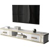 Meuble TV Flottant, Étagère De Rangement Murale pour Meuble TV avec 2 Tiroirs, Bois De Pin, Console Média Murale, Support De 