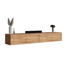 Planetmöbel - Meuble TV - 200&nbsp;cm - Chêne doré - Meuble TV avec 2 rabats comme espace de rangement, meuble bas suspendu ou deb