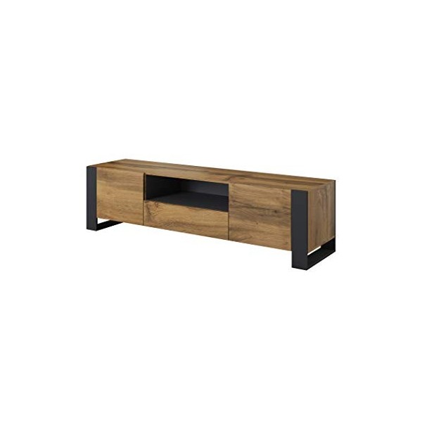 BIM Furniture NUNKI Meuble TV bas en chêne Anthracite 180 cm