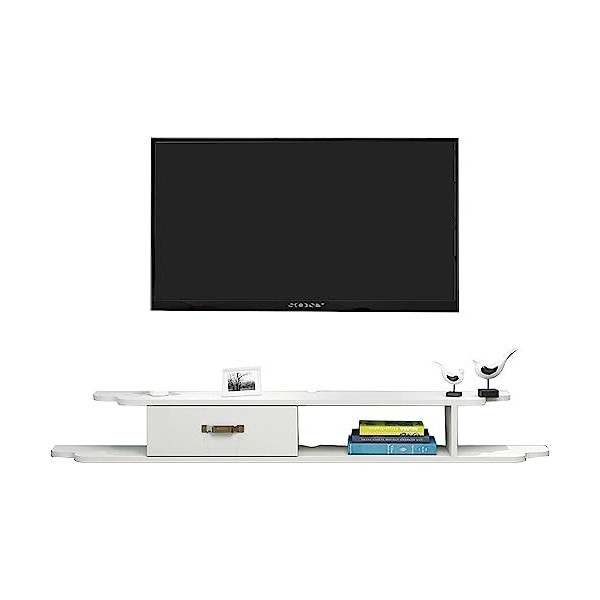 Meuble TV Mural Console Média Murale, Meuble TV Flottant Asymétrique, Étagères De Rangement Murales, Meuble TV 47.2/55.1In/Ét