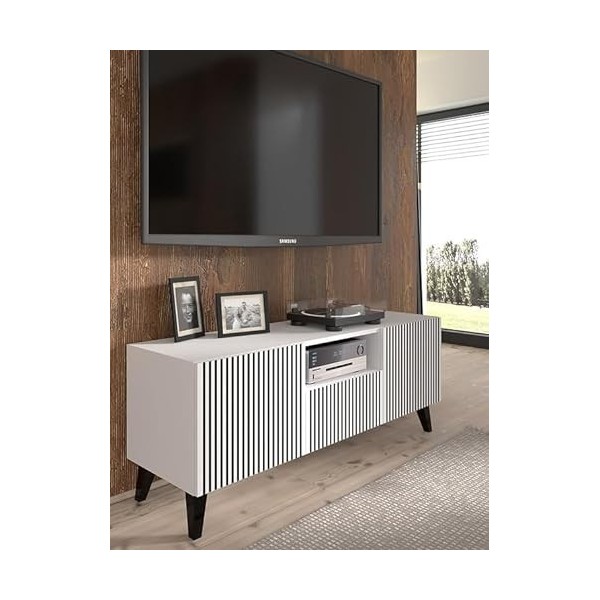 Homlando Meuble TV bas Ravenna F 150 cm 2D1S - Meuble TV moderne - Meuble TV - Buffet pour chambre ou salon