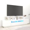 Canditree Meuble TV Moderne avec Lumières LED Banc TV Support de Télé avec Espace de Rangement 200 cm Gris béton 