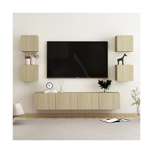 VEEKI Meuble TV, Meuble TV Suspendu, Meuble, Meuble TV avec Rangement，Meuble Industriel, Convient pour Salon ou Chambre, Ense