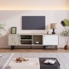 Meuble TV Bas Vintage, Meuble TV Bois 160 cm avec 2 Portes, Deux Compartiments Dont Un Compartiment Ouvert, Meuble TV Support