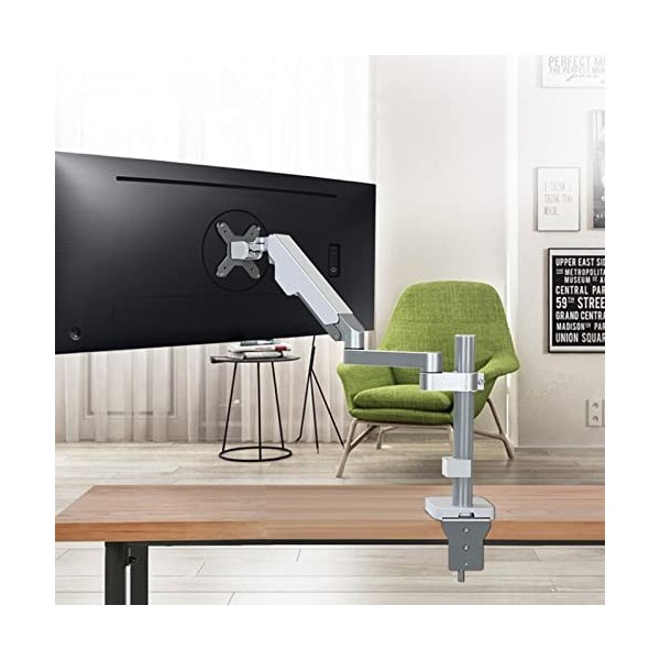 Pied TV Support Universel Support de Bureau pour Moniteur Unique, Support à Ressort à gaz entièrement réglable pour écran de 