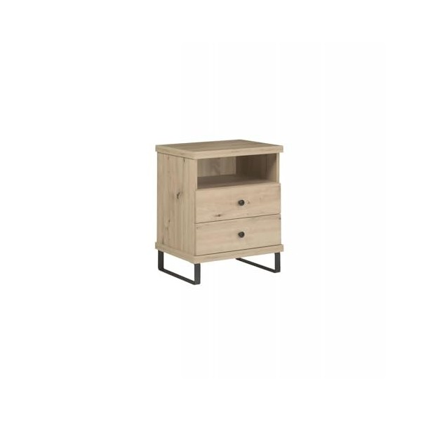 MINIO go for it Meuble TV à Lamelles Mali, 160,6x43,4x40,6 cm, Buffet TV Moderne avec 1 Porte et 2 Tiroirs, Meuble Idéal pour