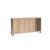 MINIO go for it Meuble TV à Lamelles Mali, 160,6x43,4x40,6 cm, Buffet TV Moderne avec 1 Porte et 2 Tiroirs, Meuble Idéal pour