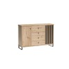 MINIO go for it Meuble TV à Lamelles Mali, 160,6x43,4x40,6 cm, Buffet TV Moderne avec 1 Porte et 2 Tiroirs, Meuble Idéal pour