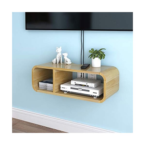 EsEntL Meuble TV, Meuble Bas TV, étagères flottantes, étagères pour décodeur TV, Support de routeur pour décodeur TV WiFi san