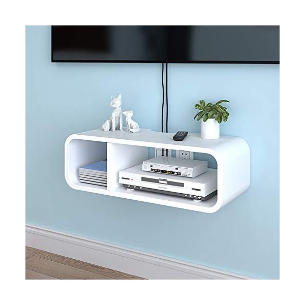 EsEntL Meuble TV, Meuble Bas TV, étagères flottantes, étagères pour décodeur TV, Support de routeur pour décodeur TV WiFi san