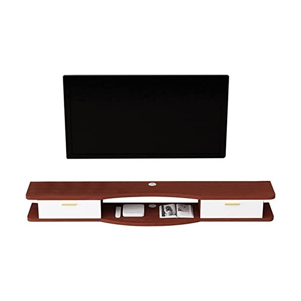 EsEntL Meuble TV Mural Console Multimédia Murale, Meuble TV Flottant, Étagère de Rangement Multimédia pour Salon Chambre, 100