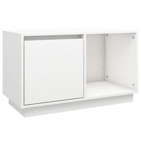 Meuble TV Blanc 74x35x44 cm Bois de pin Massif - Banc TV, Meuble TV Suspendu, Convient pour Salon ou Chambre