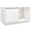 Meuble TV Blanc 74x35x44 cm Bois de pin Massif - Banc TV, Meuble TV Suspendu, Convient pour Salon ou Chambre