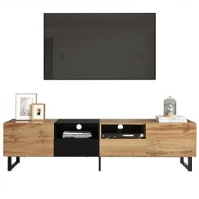 kubeier Meuble TV Meuble TV pour TV, Meuble TV avec tiroirs, Meuble TV Console multimédia pour Chambre à Coucher Salon, Espac
