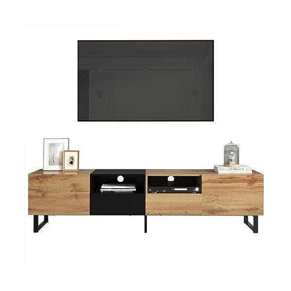 kubeier Meuble TV Meuble TV pour TV, Meuble TV avec tiroirs, Meuble TV Console multimédia pour Chambre à Coucher Salon, Espac