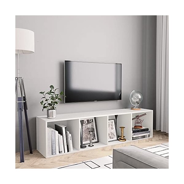 UTUMAX Meuble pour livre/meuble TV Blanc 143 x 30 x 36 cm
