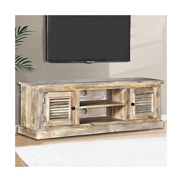 vidaXL Meuble TV Armoire Basse Centre de Divertissement Meuble Multimédia Salon Salle de Séjour Maison Intérieur Bois de Mang