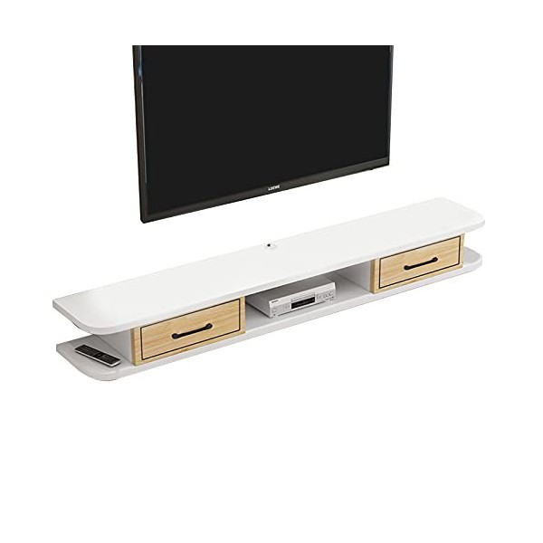 EsEntL Étagère Flottante pour Meuble TV, Meuble TV en Bois de 39,3/47,2/55,1 Pouces, Console multimédia Murale avec 2 Portes,