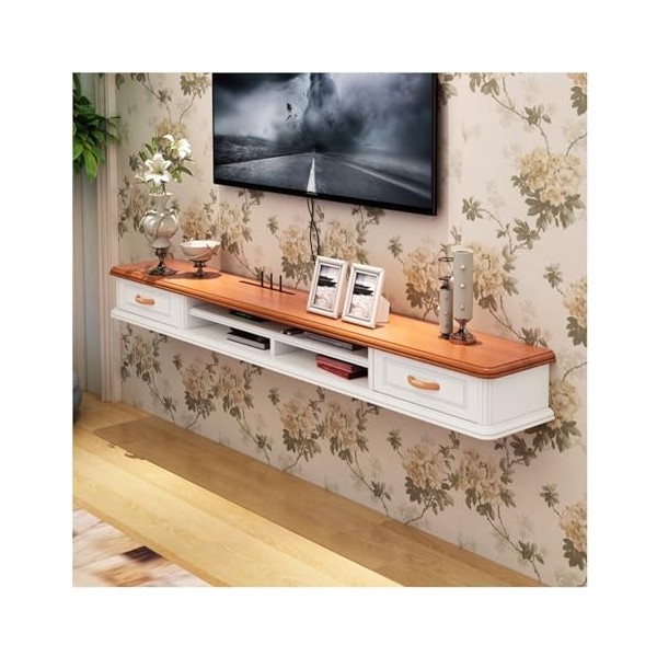 Étagère TV Flottante, Support de Meuble TV Mural Flottant, Console multimédia Murale, Support de Rangement Moderne pour Centr