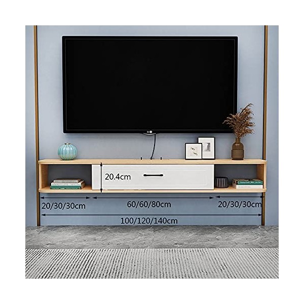 Centre multimédia Mural, Meuble TV Flottant de Grande capacité avec tiroir, Console de Divertissement pour Meuble TV pour Cha