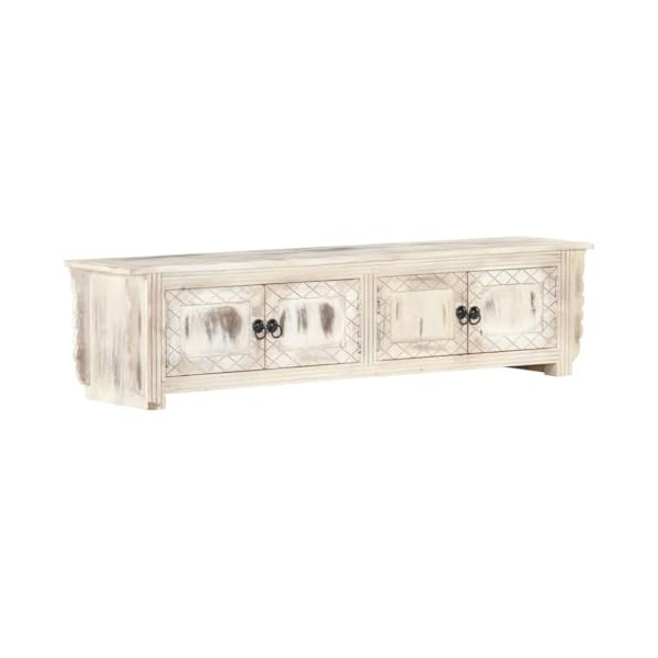 Générique Meuble TV Blanc 140x30x35 cm Bois Massif de manguier, 17.7 kg, 286388, Meubles, Meubles TV